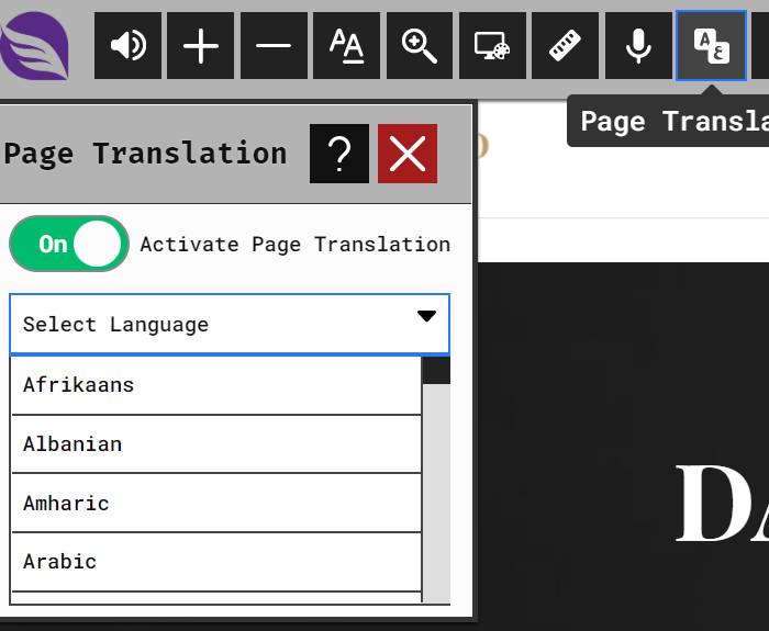 Page Translation tool