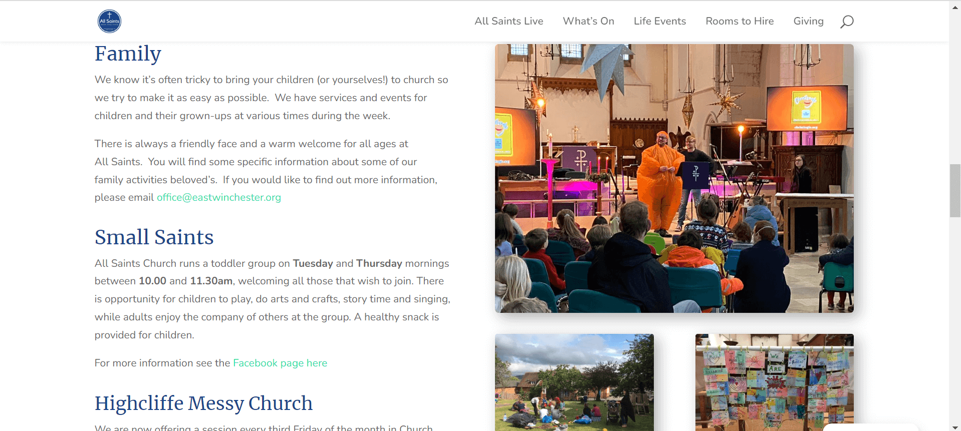 The new All Saints site uses authentic imagery to reflect the church