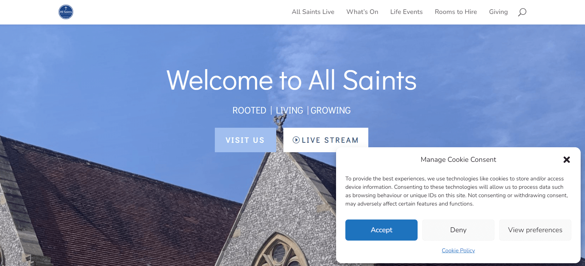 The new All Saints website designed by Daily Bread Consultancy